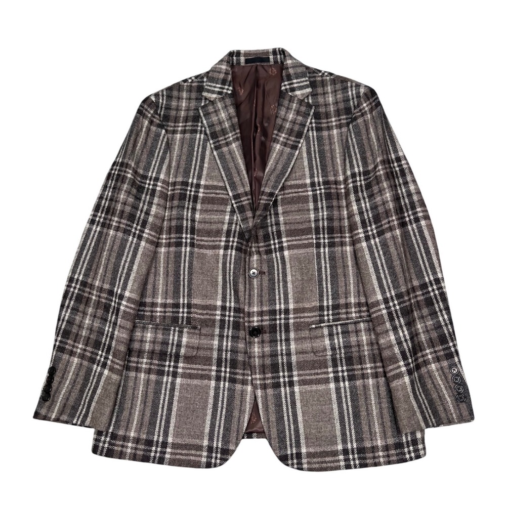 Lauren Ralph Lauren Blazer Men 42R Brown Plaid 100% Wool Two Button Sport Coat